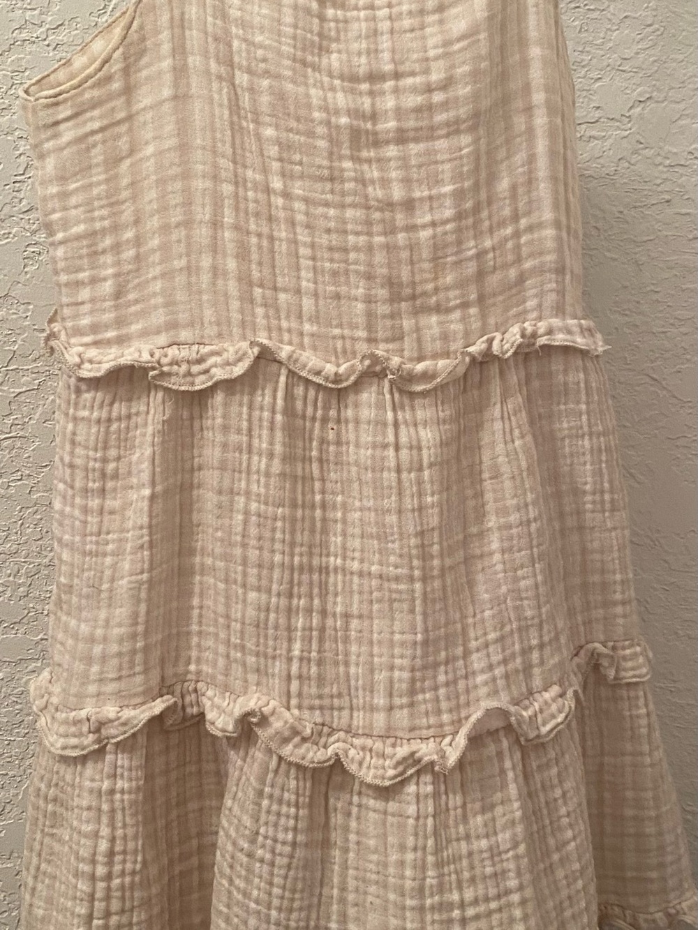 Girls Cream Tiered Cotton Gauze Dress